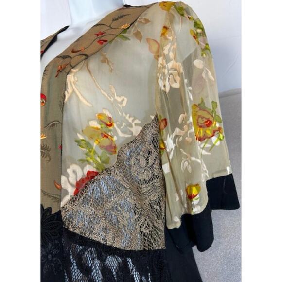 Tracy Collins Vintage 90s Womens Medium Floral Topper sheer Kimono top Made USA - Picture 2 of 8